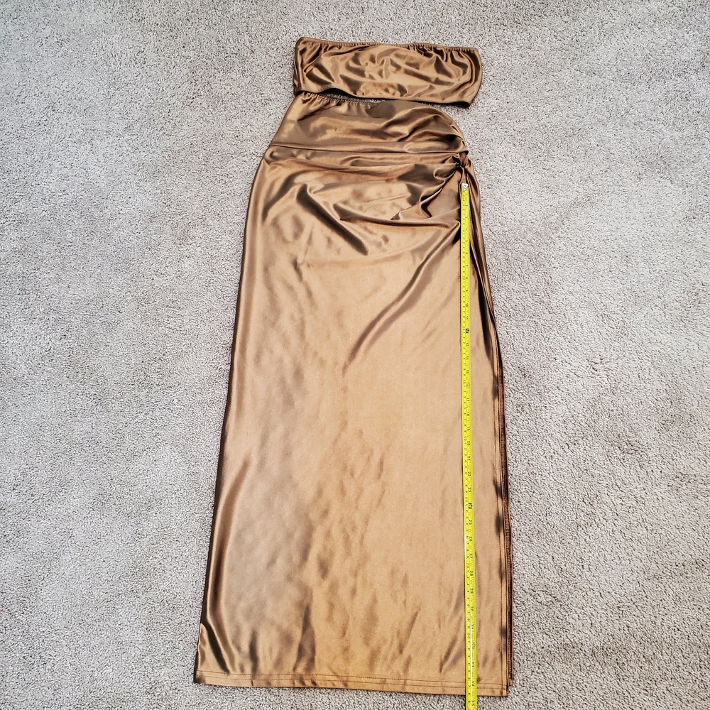 PrettyLittleThing Women's Satin Dress, Bronze (Size 10) - Picture 9 of 12